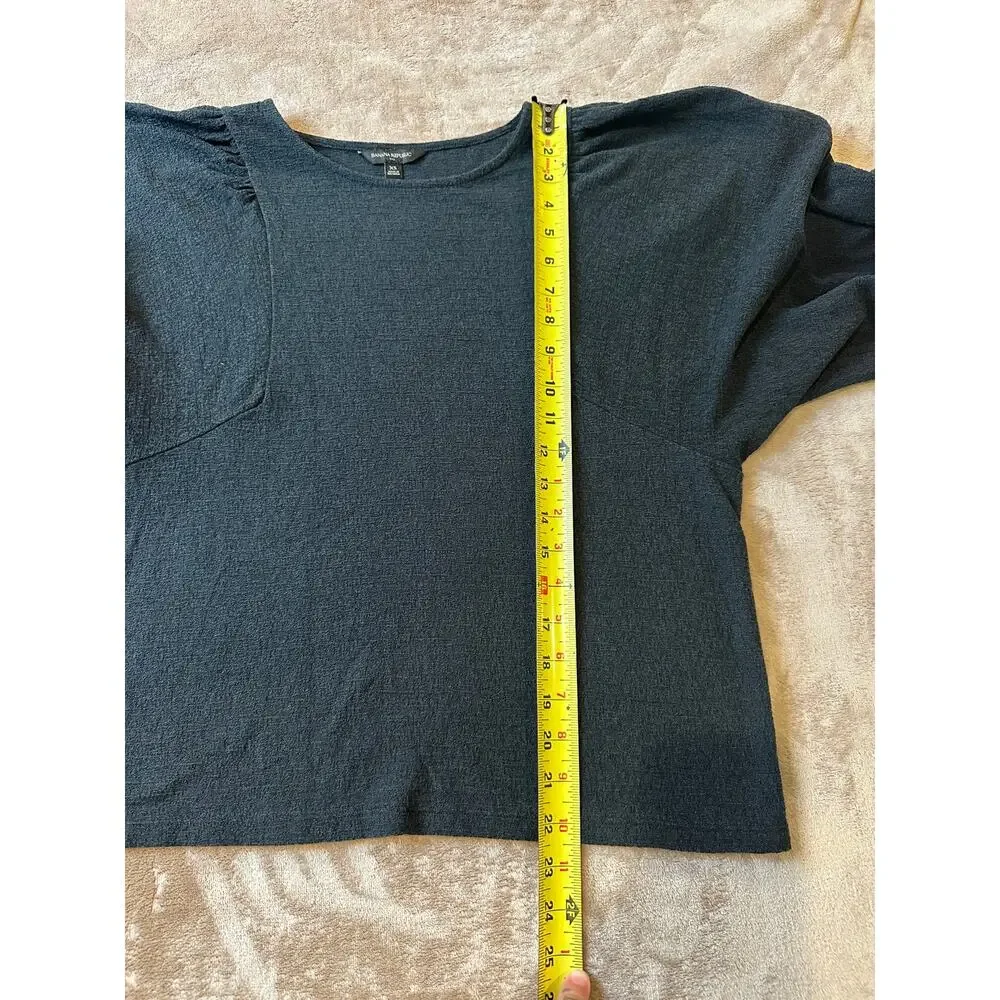 Banana Republic Textured Puff Sleeve Blouse Black XS